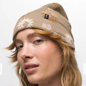 Prana Floral Pattern Tan Winter Beanie